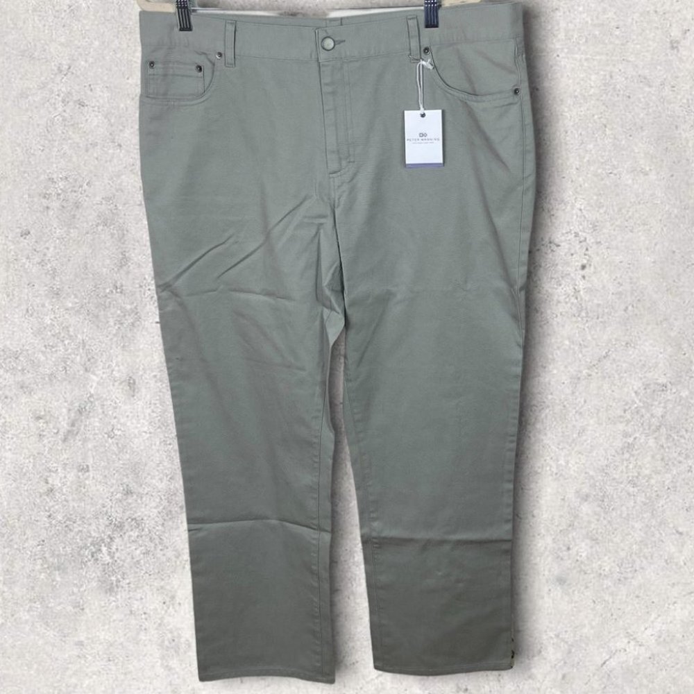 NWT Peter Manning Lightweight Chino Dress Pants Grey Size 38 by 30 New With Tags